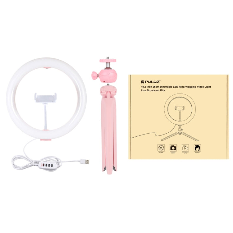 PULUZ 10.2 inch 26cm Light + Desktop Tripod Mount USB 3 Modes Dimmable Dual Color Temperature LED...