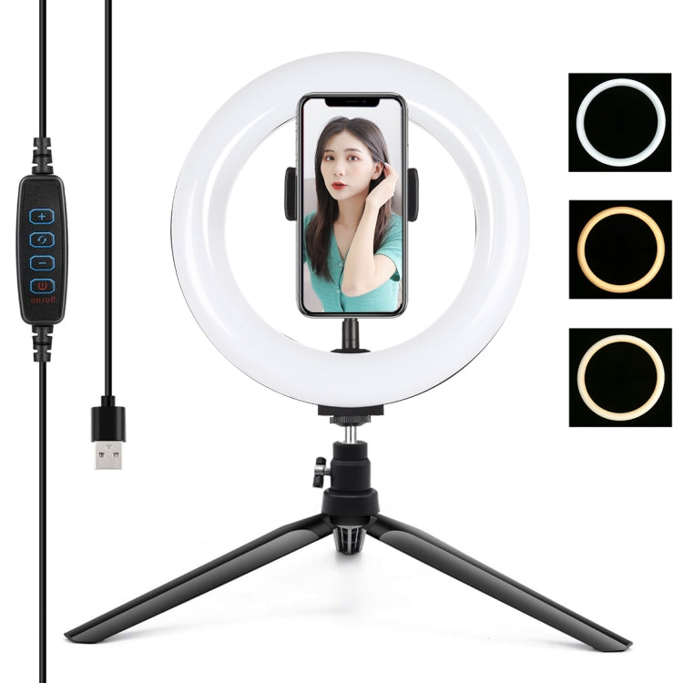 PULUZ 7.9 inch 20cm Light + Desktop Tripod Mount USB 3 Modes Dimmable Dual Color Temperature LED ...