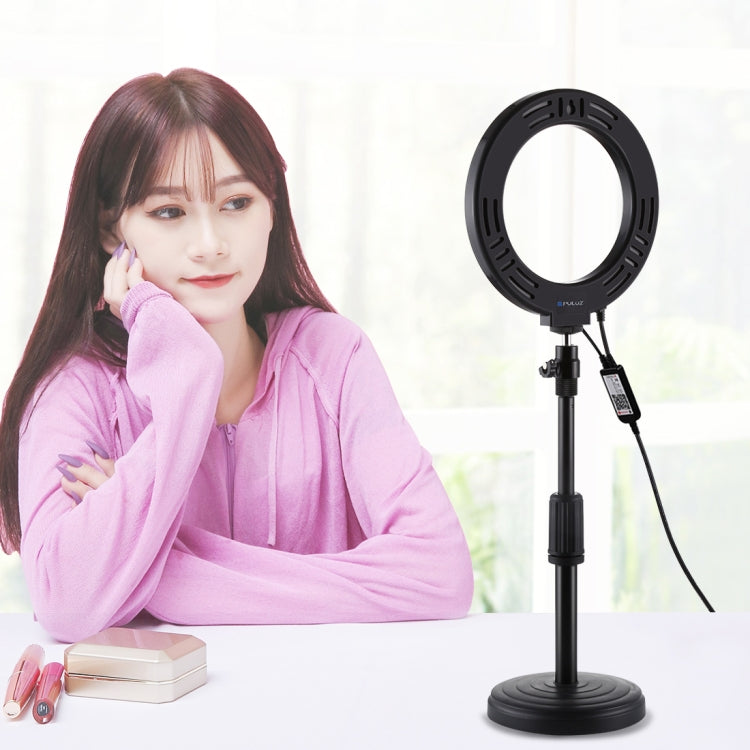 PULUZ 6.2 inch 16cm RGBW Light + Round Base Desktop Holder USB Dimmable LED Ring Vlogging Photogr...
