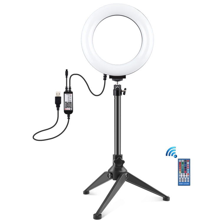 PULUZ 6.2 inch 16cm RGBW Light + Desktop Tripod Mount + USB Dimmable LED Ring Vlogging Photograph...