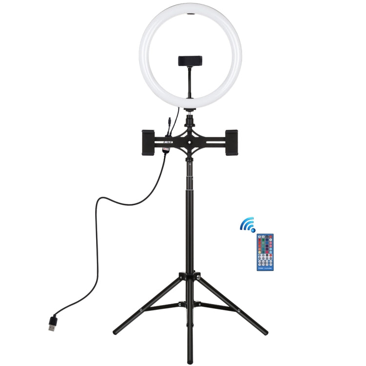 PULUZ 11.8 inch 30cm RGBW Light + 1.65m Mount + Dual Phone Brackets Curved Surface RGBW Dimmable ...