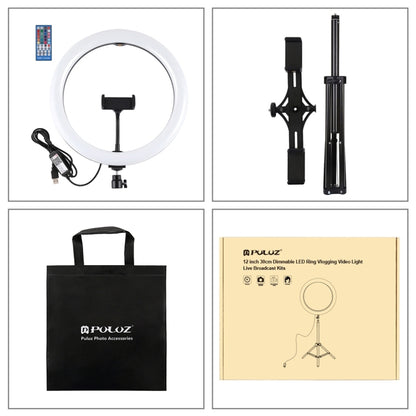 PULUZ 11.8 inch 30cm RGBW Light + 1.65m Mount + Dual Phone Brackets Curved Surface RGBW Dimmable ...