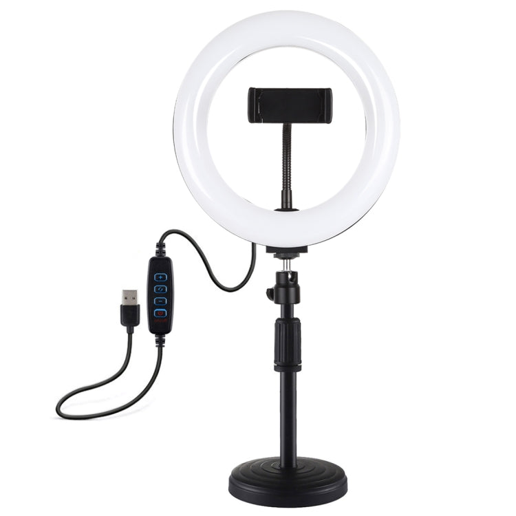 PULUZ 7.9 inch 20cm Light+ Round Base Desktop Holder USB 3 Modes Dimmable Dual Color Temperature ...