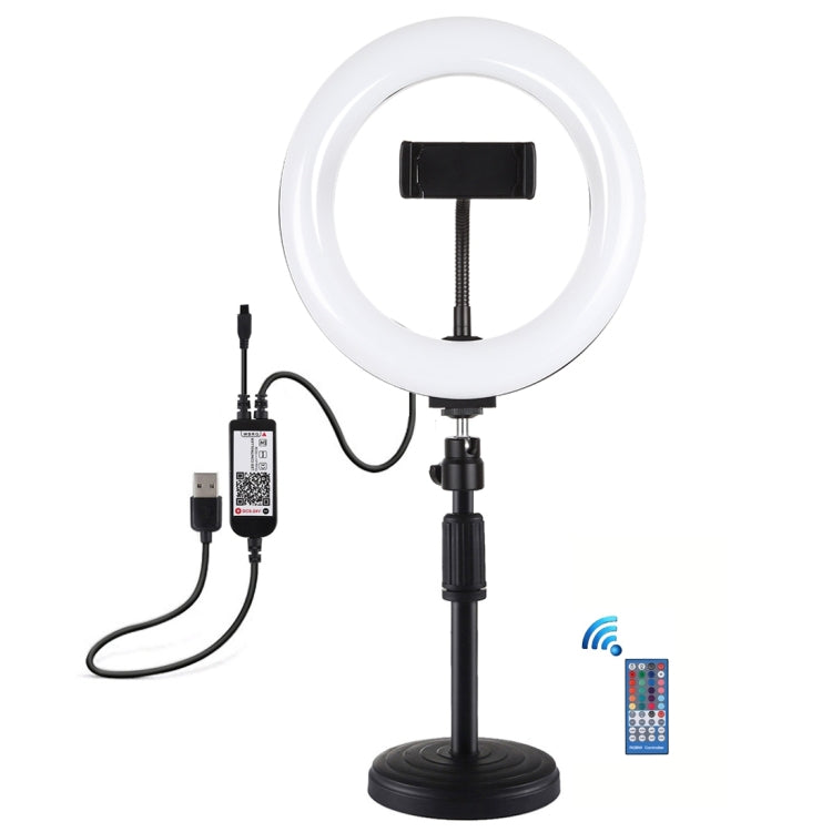 PULUZ 7.9 inch 20cm RGBW Light + Round Base Desktop Mount Dimmable LED Dual Color Temperature LED...