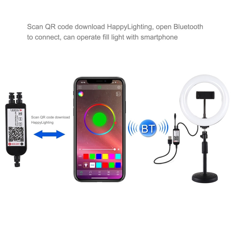 PULUZ 7.9 inch 20cm RGBW Light + Round Base Desktop Mount Dimmable LED Dual Color Temperature LED...
