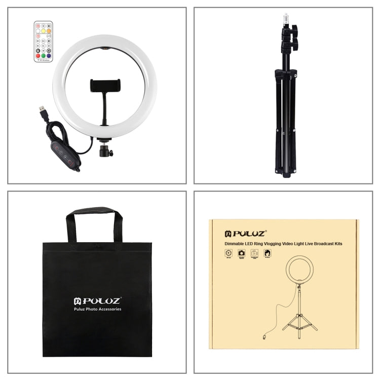 PULUZ 10.2 inch 26cm Marquee LED RGBWW Selfie Beauty Light  + 1.1m Tripod Mount 168 LED Dual-colo...