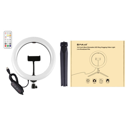 PULUZ 10.2 inch 26cm Marquee LED RGBWW Selfie Beauty Light + Desktop Tripod Mount 168 LED Dual-co...
