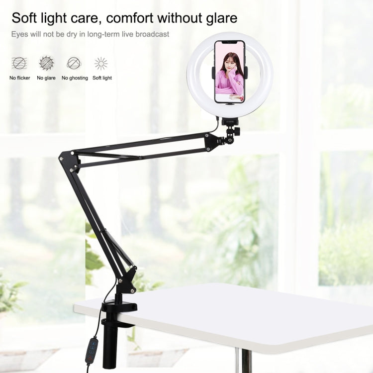 PULUZ 7.9 inch 20cm Ring Curved Light + Desktop Arm Stand USB 3 Modes Dimmable Dual Color Tempera...