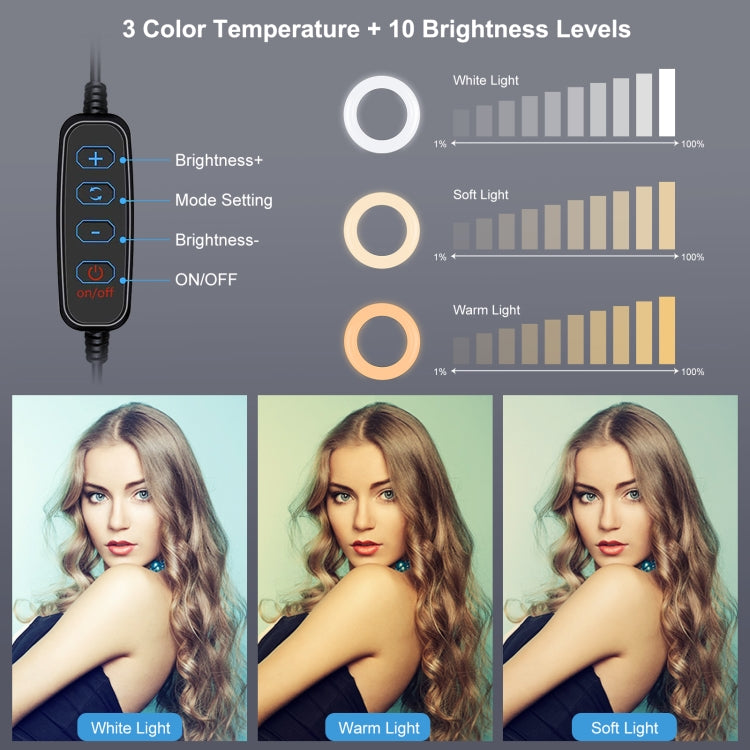 PULUZ 4.7 inch 12cm Ring Light Horizontal Dual Phone Brackets Desktop Holder Video Light Kits����...