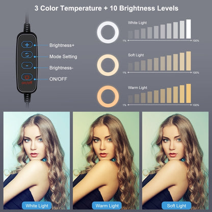 PULUZ 4.7 inch 12cm Ring Light Horizontal Dual Phone Brackets Desktop Holder Video Light Kits����...