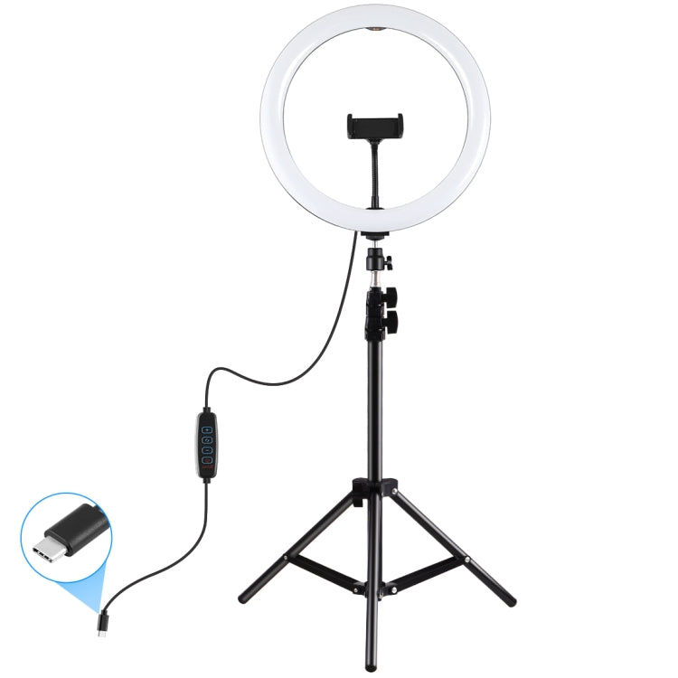 PULUZ 11.8 inch 30cm Light + 1.1m Tripod Mount Curved Surface Type-C 3 Modes Dimmable Dual Color ...