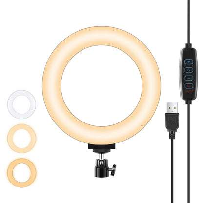 PULUZ 6.2 inch 16cm USB 3 Modes Dimmable LED Ring Vlogging Photography Video Lights with Tripod B...