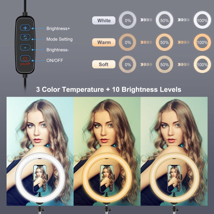 PULUZ 10.2 inch 26cm USB 3 Modes Dimmable LED Ring Vlogging Selfie Beauty Photography Video Light...