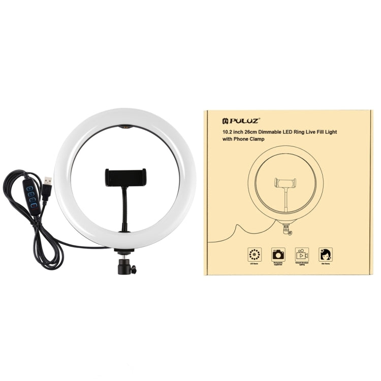 PULUZ 10.2 inch 26cm USB 3 Modes Dimmable LED Ring Vlogging Selfie Beauty Photography Video Light...