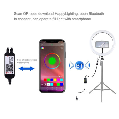 PULUZ 11.8 inch 30cm RGB Dimmable LED Ring Vlogging Selfie Photography Video Lights with Cold Sho...