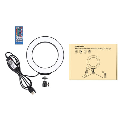 PULUZ 6.2 inch 16cm USB RGBW Dimmable LED Ring Vlogging Photography Video Lights  with Cold Shoe ...