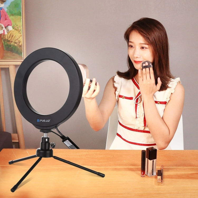 PULUZ 6.2 inch 16cm USB RGBW Dimmable LED Ring Vlogging Photography Video Lights  with Cold Shoe ...