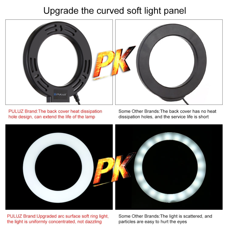 PULUZ 4.7 inch 12cm Curved Surface USB 10 Modes 8 Colors RGBW Dimmable LED Ring Vlogging Photogra...