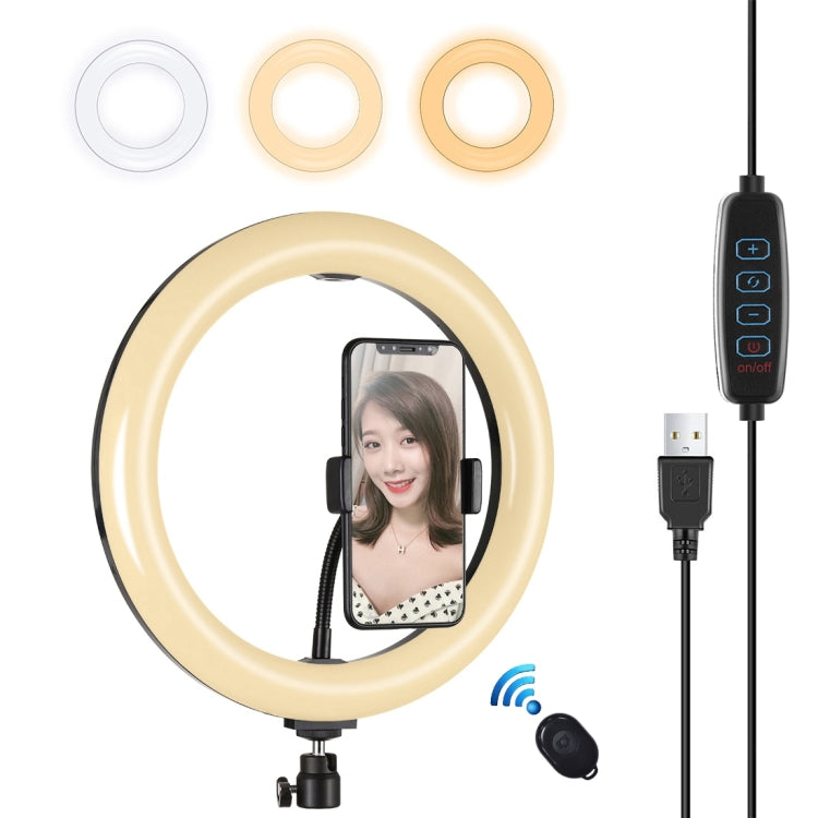 PULUZ 10.2 inch 26cm USB 3 Modes Dimmable Dual Color Temperature LED Curved Diffuse Light Ring Vl...