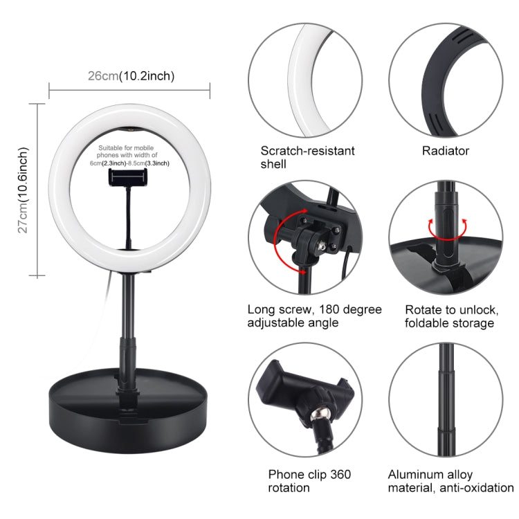 10.2 inch 26cm 3 Modes Dual Color Temperature Ring Light