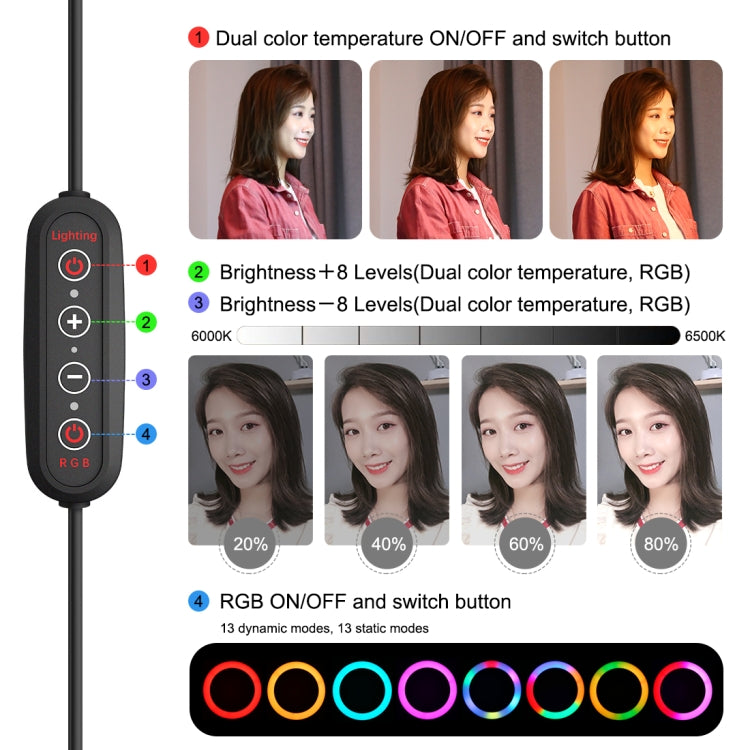 PULUZ 10.2 inch 26cm Marquee LED RGBWW Ring Vlogging Lights