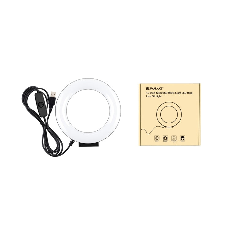 PULUZ 4.7 inch 12cm Curved Surface USB White Light LED Ring Selfie Beauty Vlogging Photography Vi...