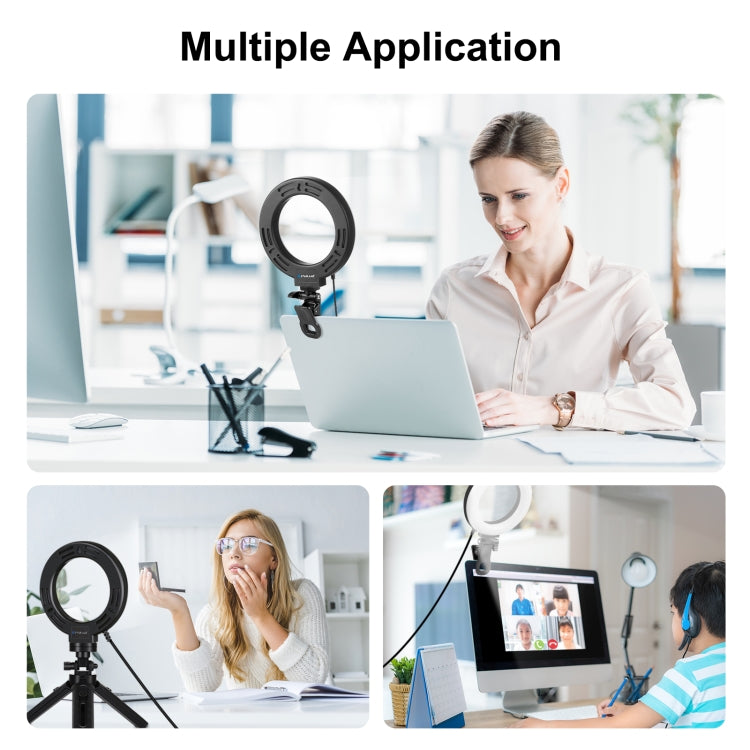 PULUZ 6.2 inch 16cm Ring Selfie Light 3 Modes USB Dimmable Dual Color Temperature LED Curved Vlog...