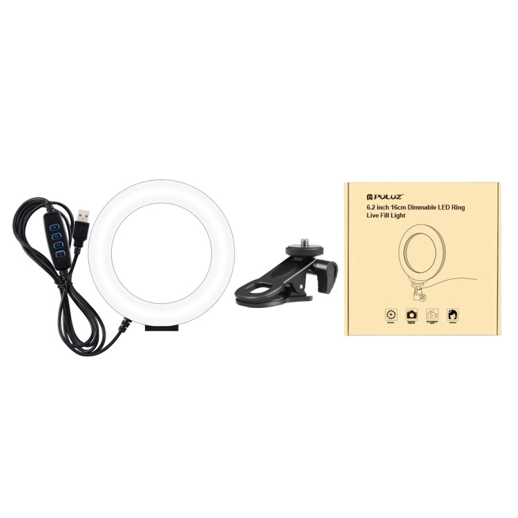 PULUZ 6.2 inch 16cm Ring Selfie Light 3 Modes USB Dimmable Dual Color Temperature LED Curved Vlog...