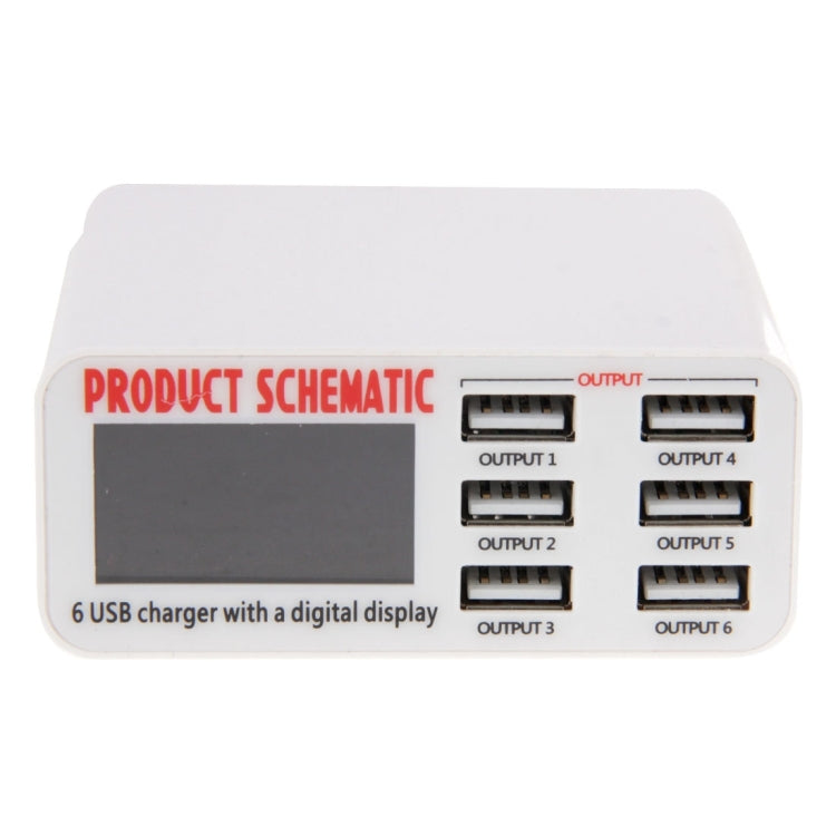 WLX-899 30W USB Charger 5V 6A Output 3.5A Max High Speed 6-Ports USB Charger with Digital Display...