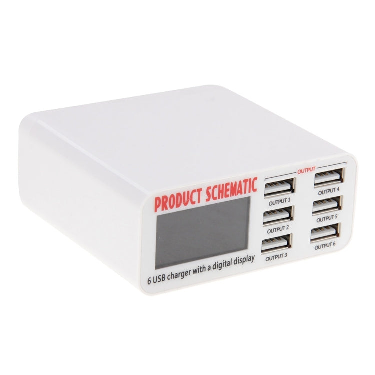 WLX-899 30W USB Charger 5V 6A Output 3.5A Max High Speed 6-Ports USB Charger with Digital Display...