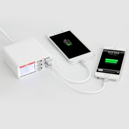WLX-899 30W USB Charger 5V 6A Output 3.5A Max High Speed 6-Ports USB Charger with Digital Display...
