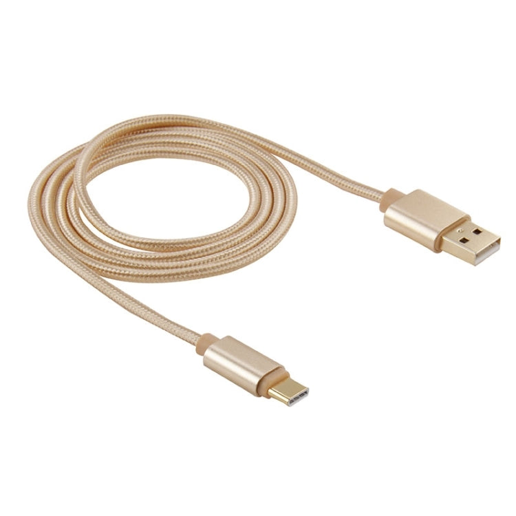 1m Woven Style Metal Head USB-C / Type-C 3.1 to USB 2.0 Data Sync Charge Cable