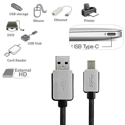 3m Woven Style 2A USB-C / Type-C 3.1 Male to USB 3.0 Male Data / Charger Cable, 3m