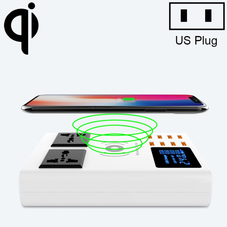 YC-CDA10W 10W Multi Port USB Intelligent Digital Display Fast Charging Wireless Charger, UK Plug�...