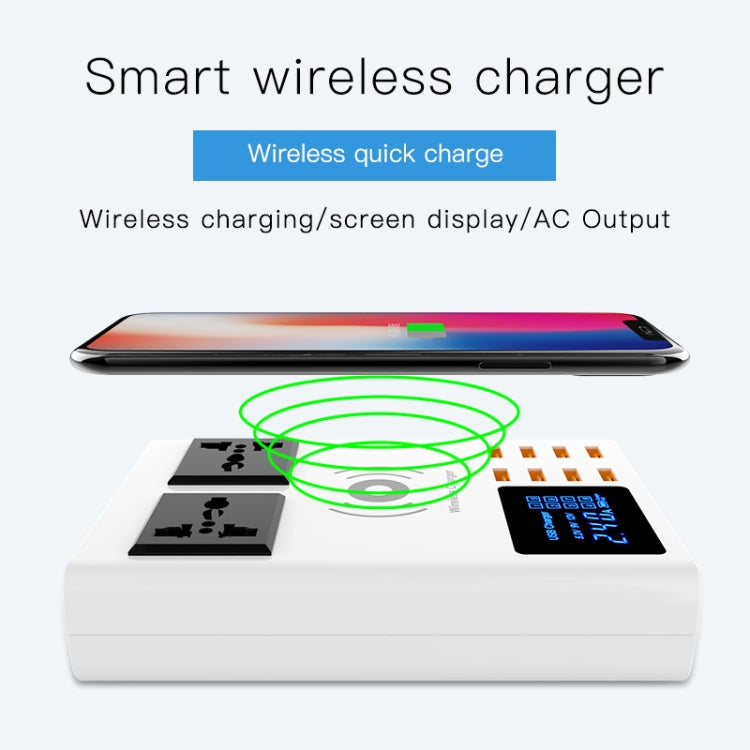 YC-CDA10W 10W Multi Port USB Intelligent Digital Display Fast Charging Wireless Charger, UK Plug�...