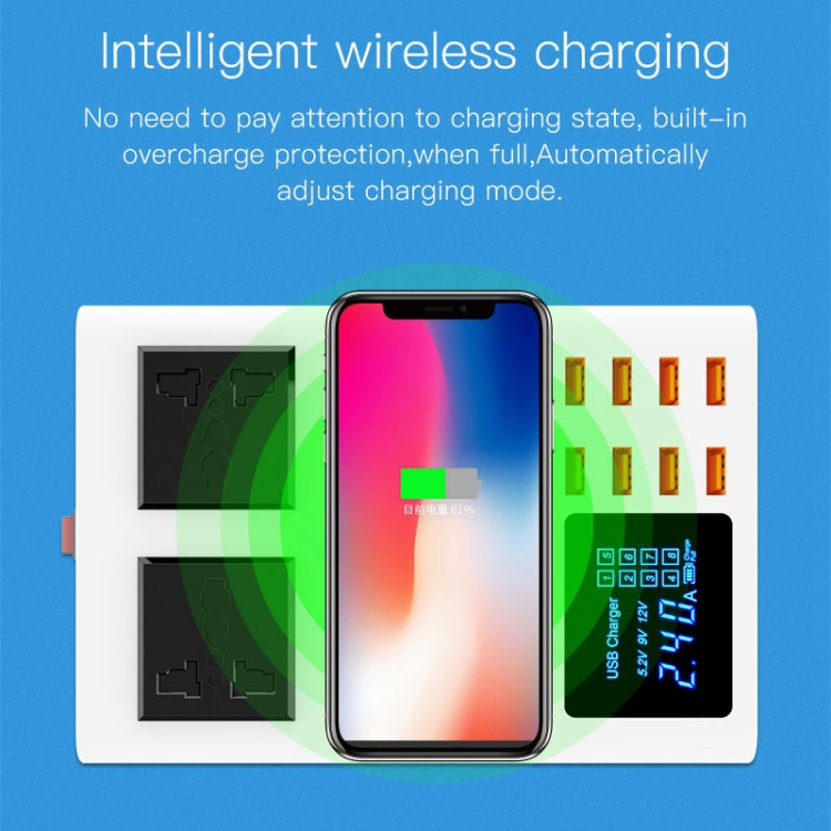 YC-CDA10W 10W Multi Port USB Intelligent Digital Display Fast Charging Wireless Charger, UK Plug�...