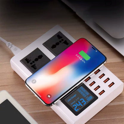 YC-CDA10W 10W Multi Port USB Intelligent Digital Display Fast Charging Wireless Charger, UK Plug�...