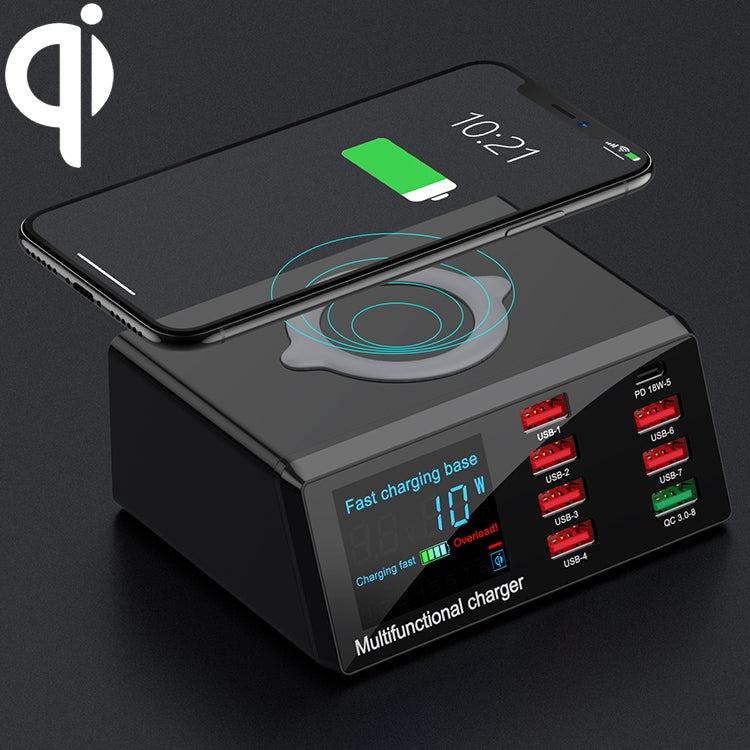 X9 9 in 1 QC 3.0 USB Interface + 6 USB Ports + PD 65W Ports + QI Wireless Fast Charging Multi-fun...