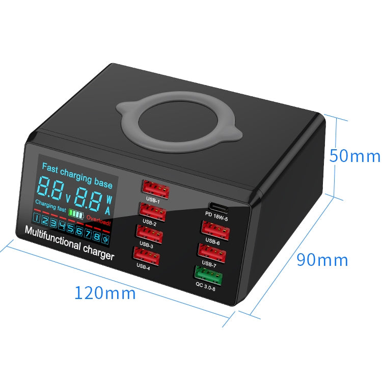 X9 9 in 1 QC 3.0 USB Interface + 6 USB Ports + PD 65W Ports + QI Wireless Fast Charging Multi-fun...