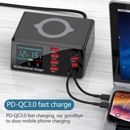 X9 9 in 1 QC 3.0 USB Interface + 6 USB Ports + PD 65W Ports + QI Wireless Fast Charging Multi-fun...