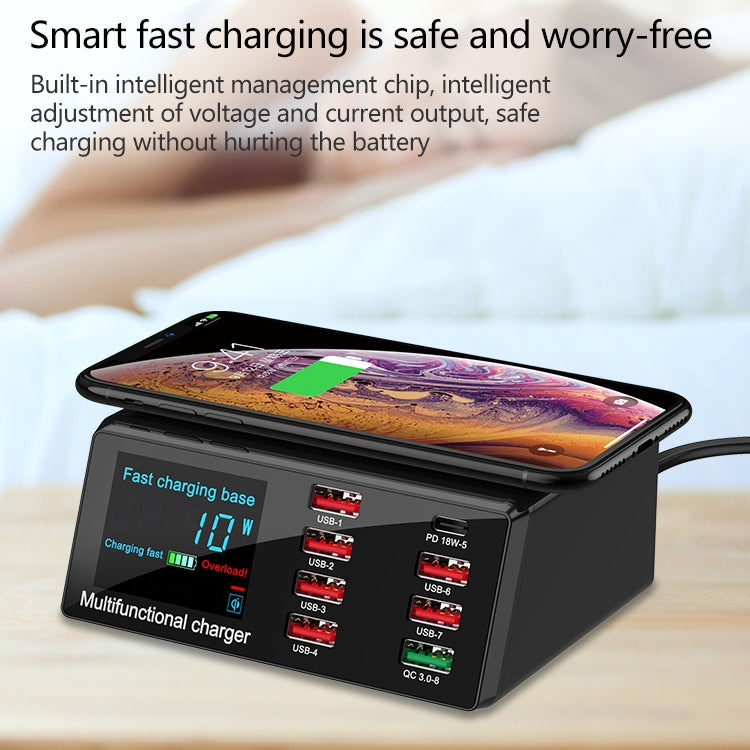 X9 9 in 1 QC 3.0 USB Interface + 6 USB Ports + PD 65W Ports + QI Wireless Fast Charging Multi-fun...