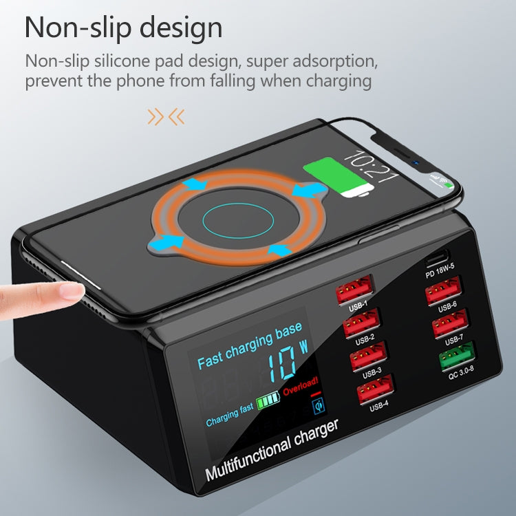 X9 9 in 1 QC 3.0 USB Interface + 6 USB Ports + PD 65W Ports + QI Wireless Fast Charging Multi-fun...