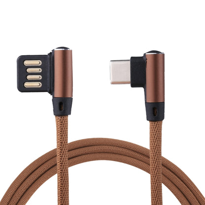 1m 2.4A Output USB to USB-C / Type-C Double Elbow Design Nylon Weave Style Data Sync Charging Cab...