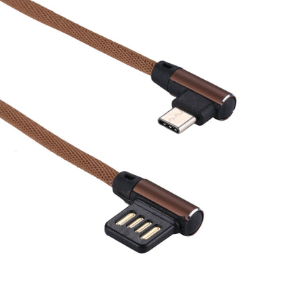 1m 2.4A Output USB to USB-C / Type-C Double Elbow Design Nylon Weave Style Data Sync Charging Cab...