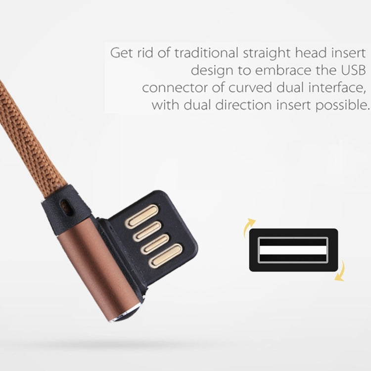 1m 2.4A Output USB to USB-C / Type-C Double Elbow Design Nylon Weave Style Data Sync Charging Cab...