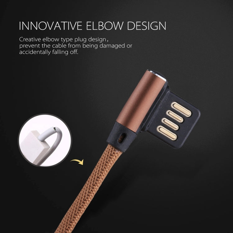 1m 2.4A Output USB to USB-C / Type-C Double Elbow Design Nylon Weave Style Data Sync Charging Cab...
