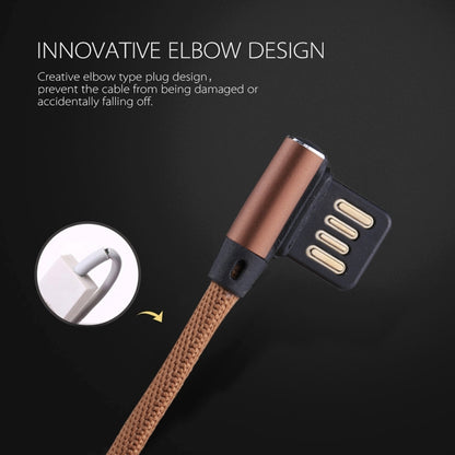 1m 2.4A Output USB to USB-C / Type-C Double Elbow Design Nylon Weave Style Data Sync Charging Cab...