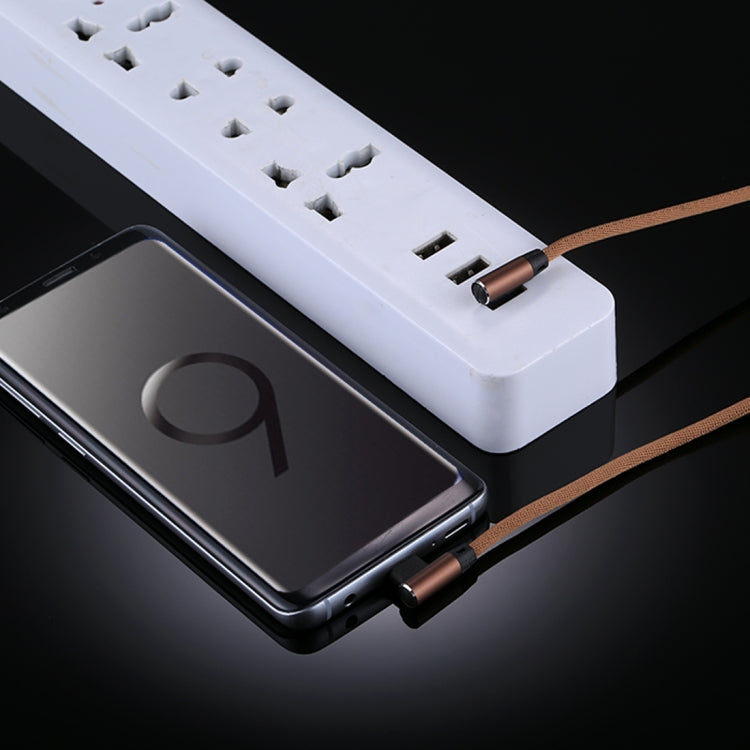 1m 2.4A Output USB to USB-C / Type-C Double Elbow Design Nylon Weave Style Data Sync Charging Cab...