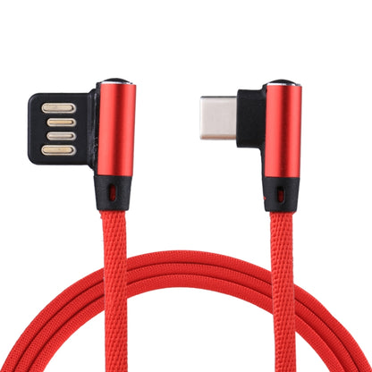 1m 2.4A Output USB to USB-C / Type-C Double Elbow Design Nylon Weave Style Data Sync Charging Cab...