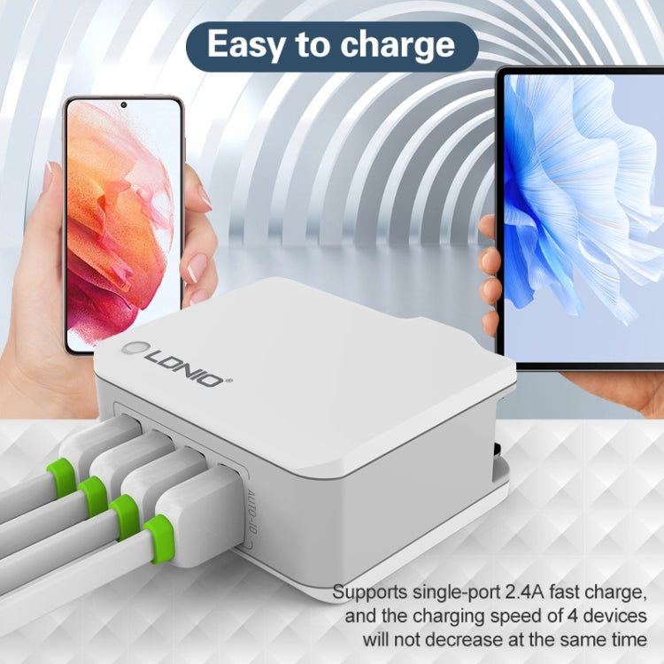 LDNIO A4403 4.4A 4 x USB Ports Smart Travel Charger, EU Plug, SAS5293AU, SAS5293EU, SAS5293UK����...
